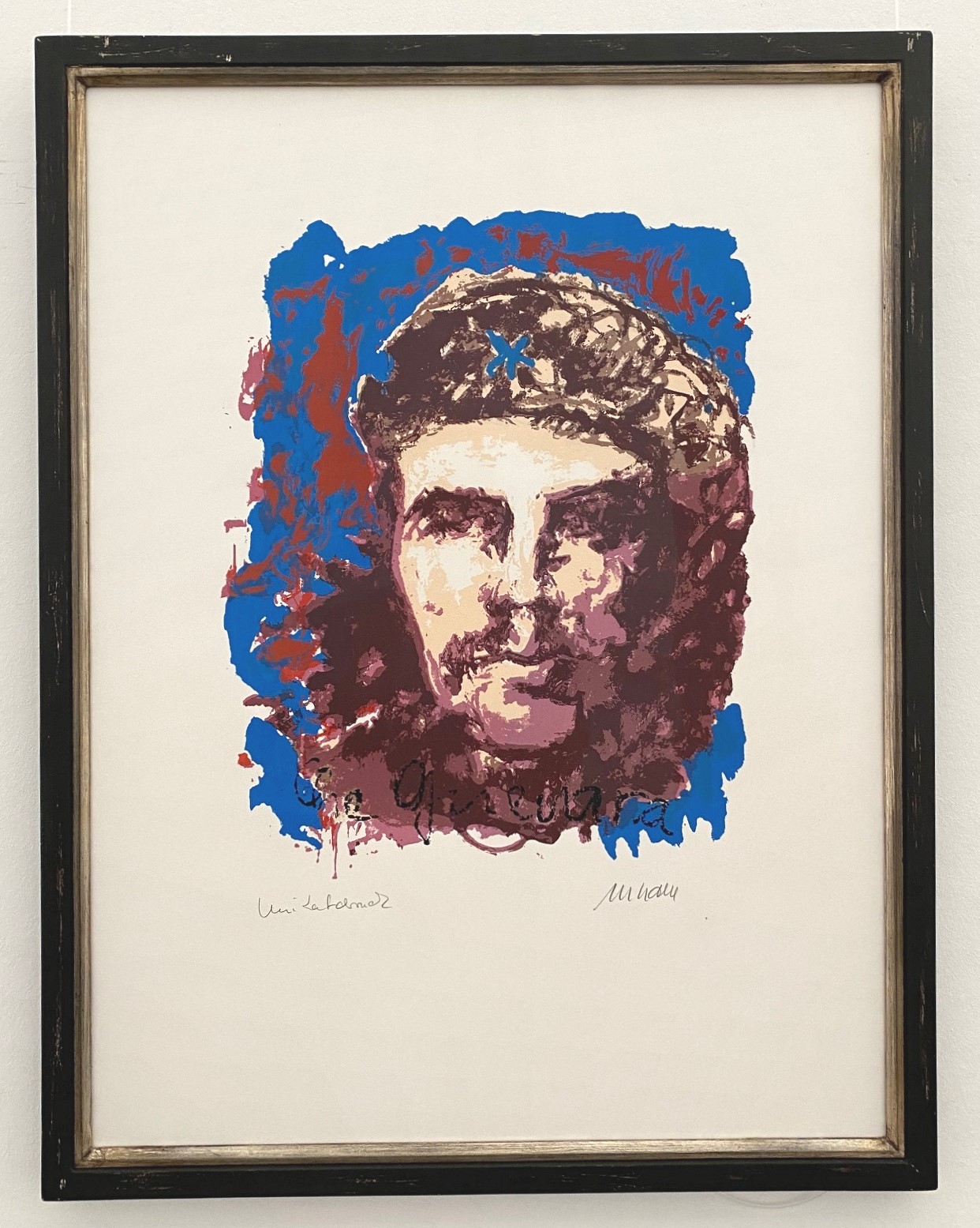 Che Guevara - Unikatdruck - No. 21 (Blau), gerahmt