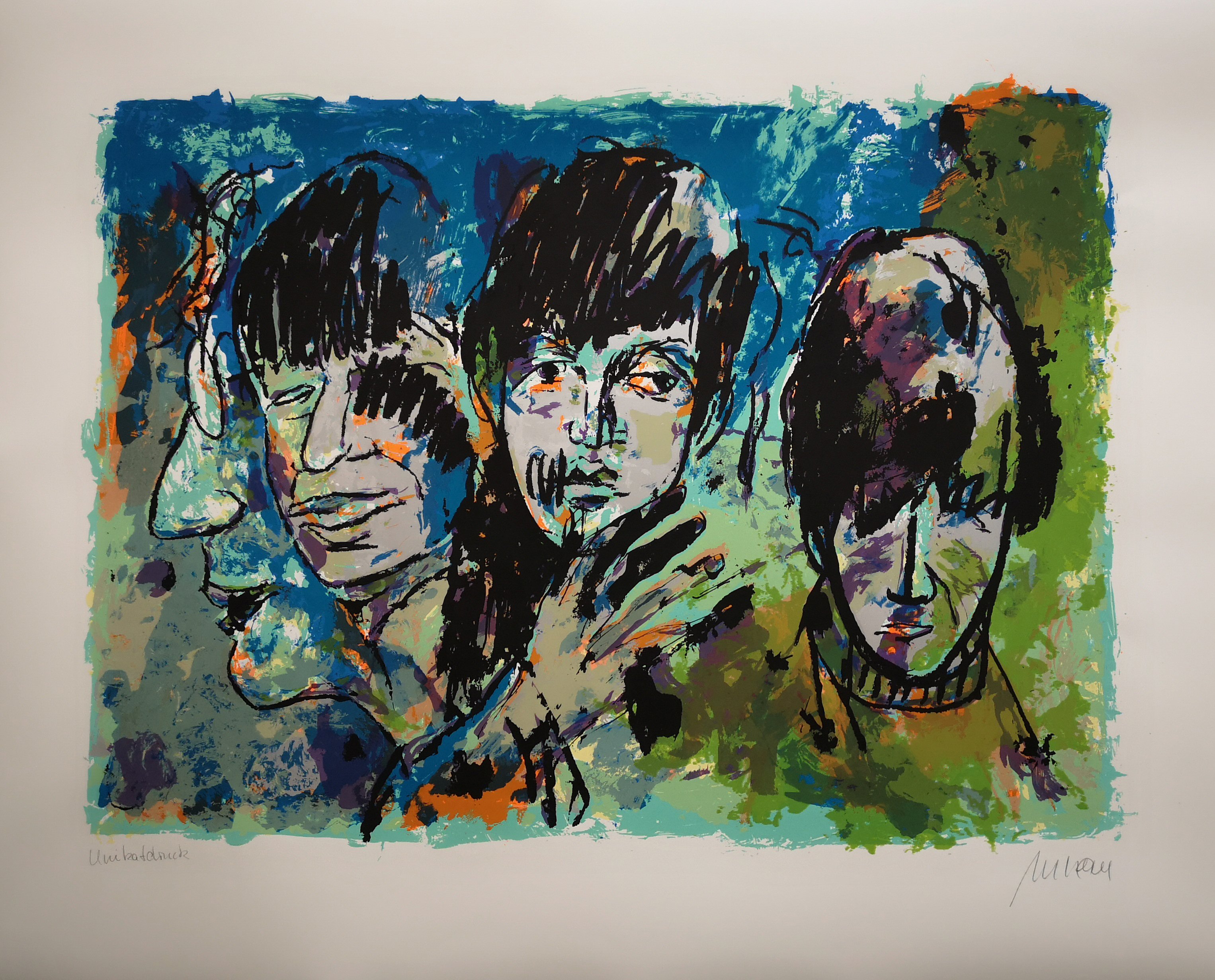 The Beatles - Unikatdruck - No. II - Variante Grün-Blau