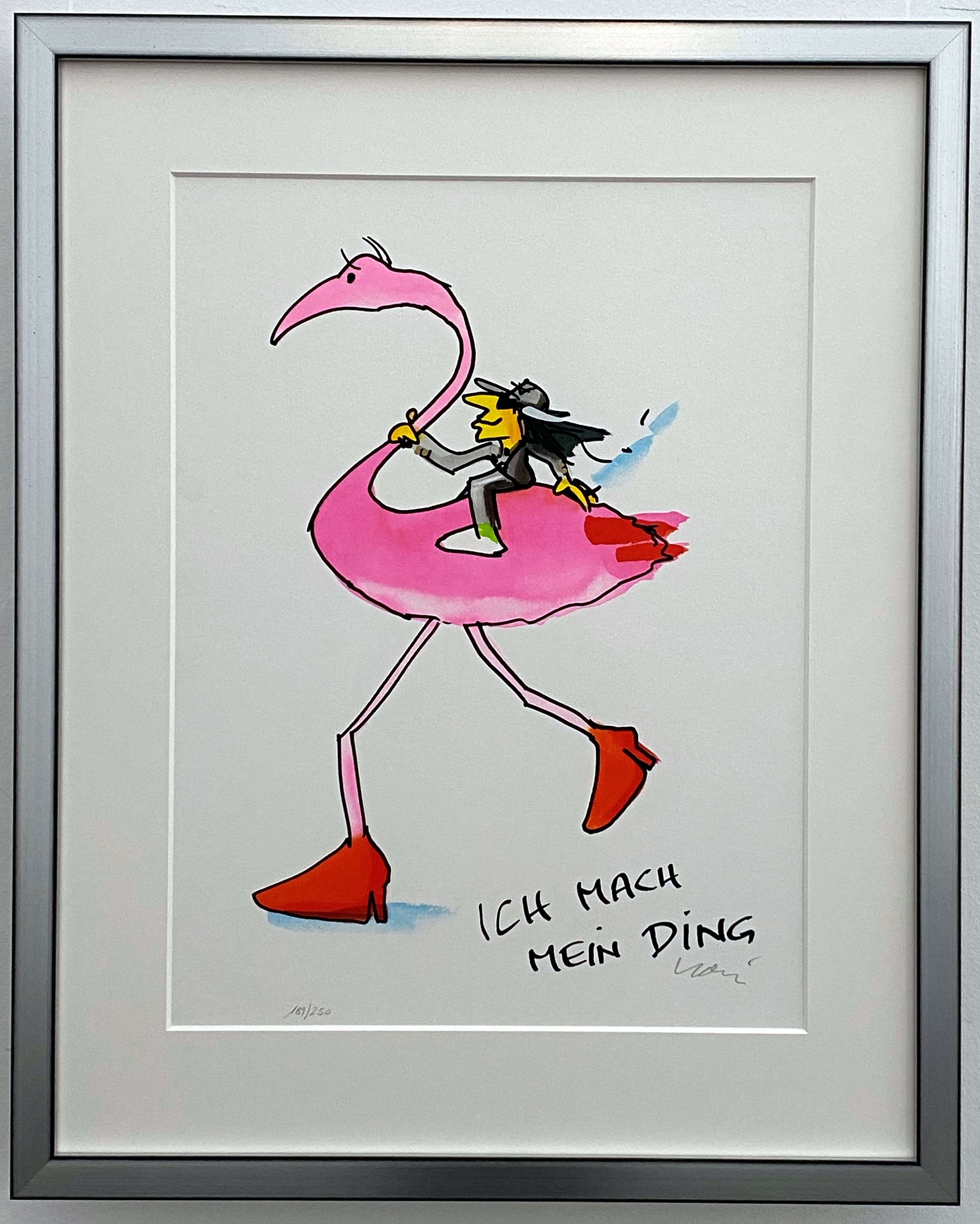 Ingo Flamingo (Rote Schuhe) gerahmt
