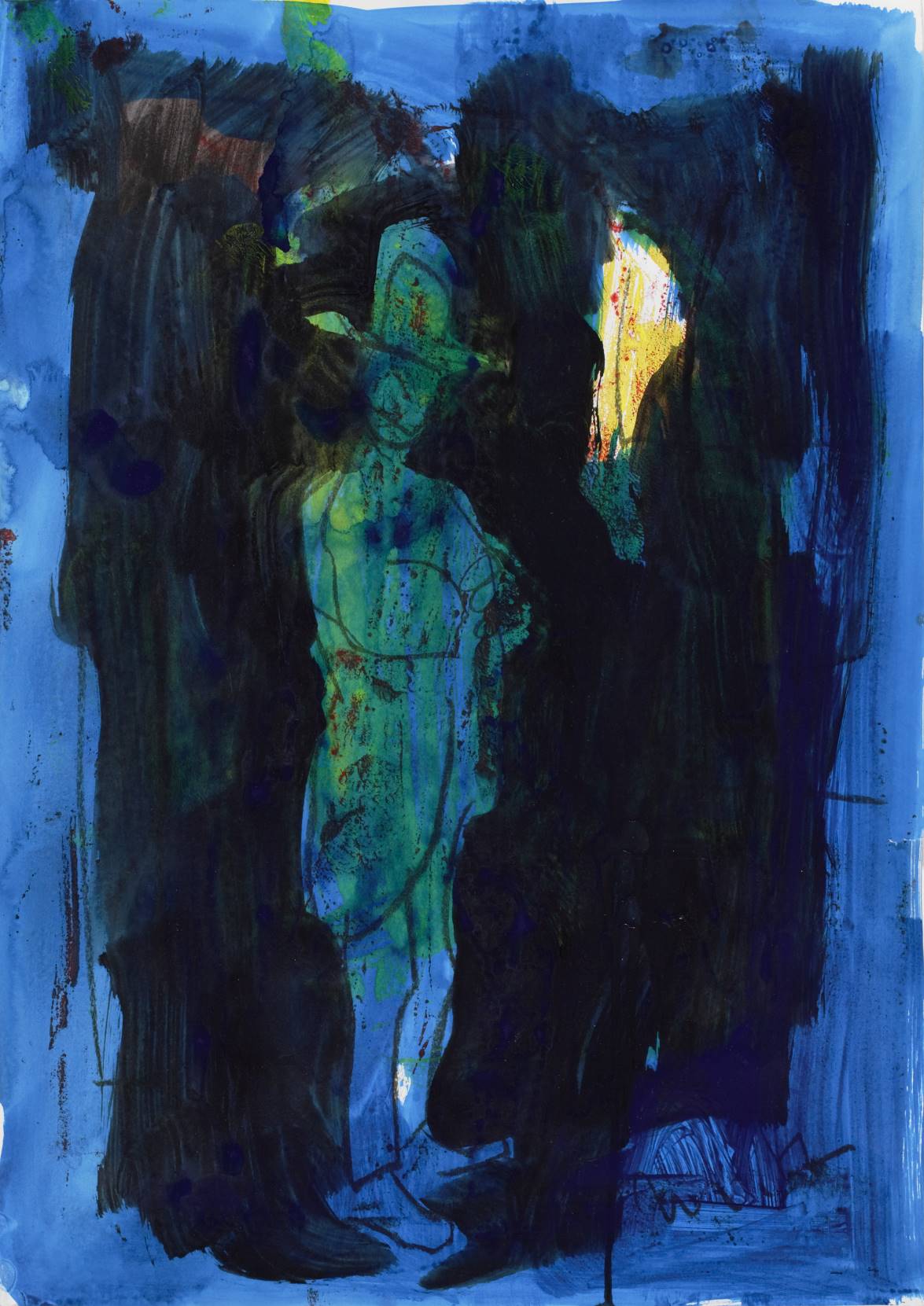 o.T. 2007 (Figur mit Hut vor Blau)
