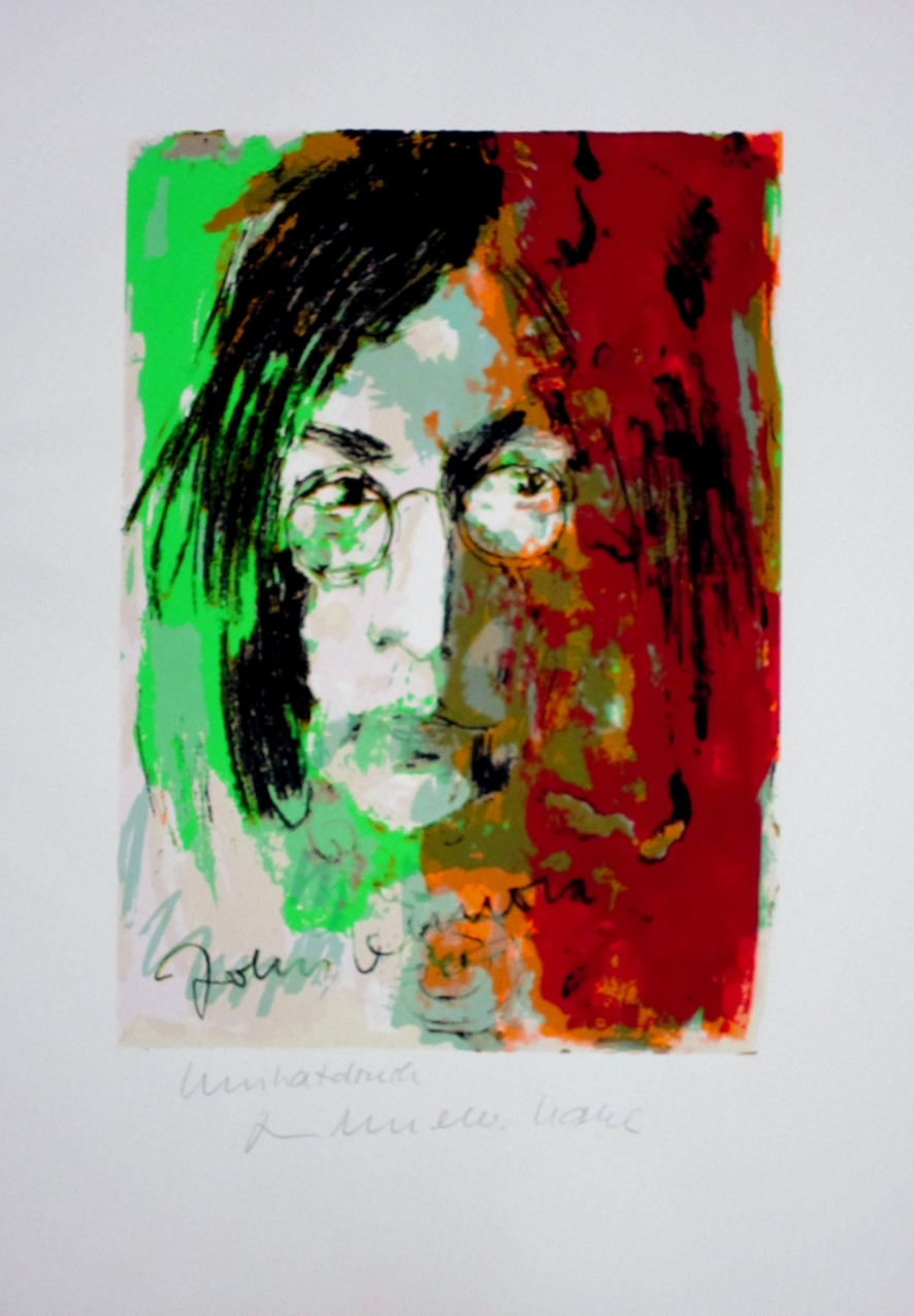 John Lennon - Unikatdruck - Variante grün/olive/rot