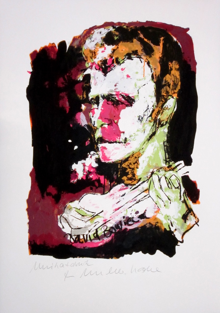 David Bowie - Unikatdruck - Variante bordeaux/pink/hellgrün
