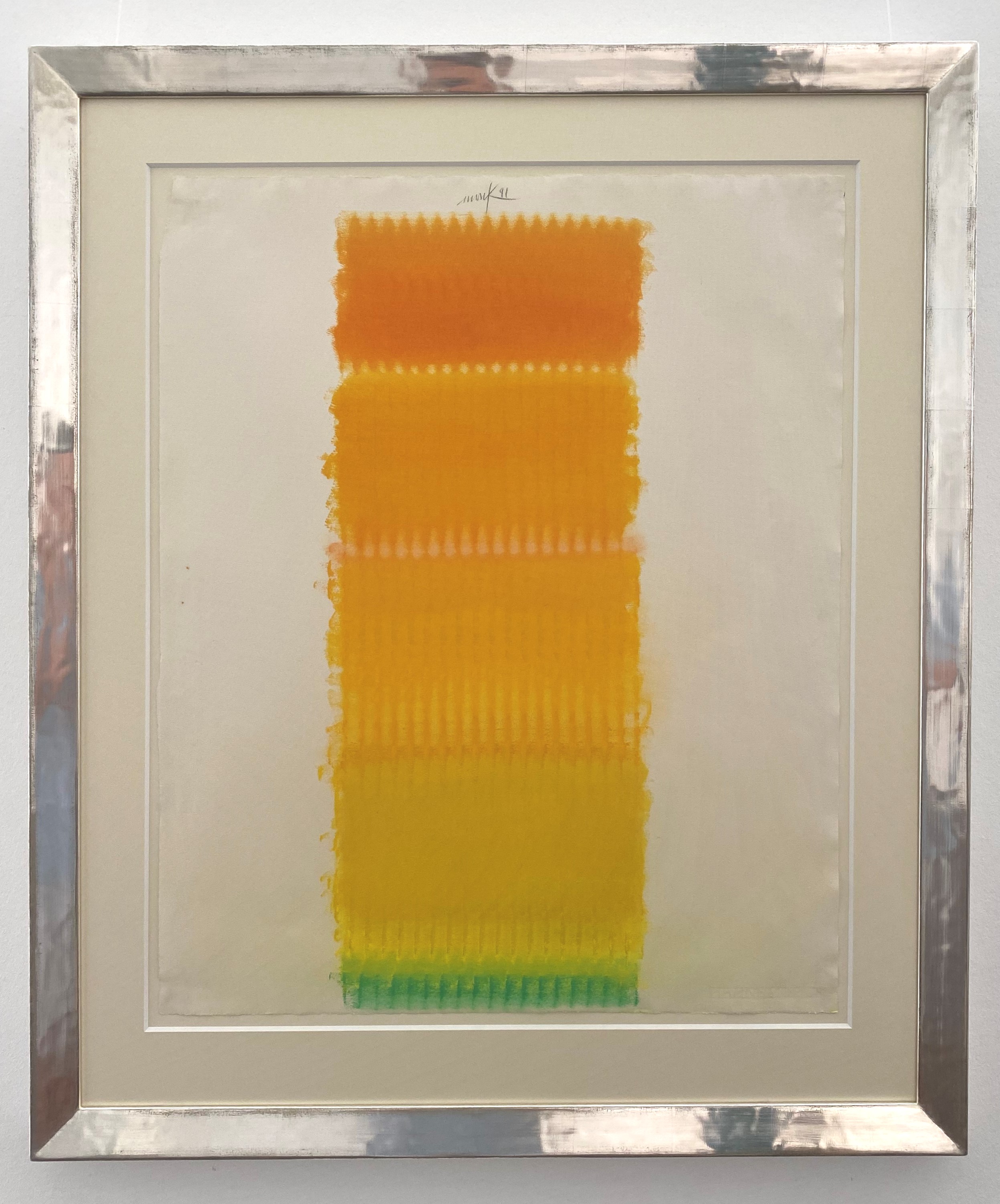 o.T.  Pastell (gelb mit grün) 1991, gerahmt