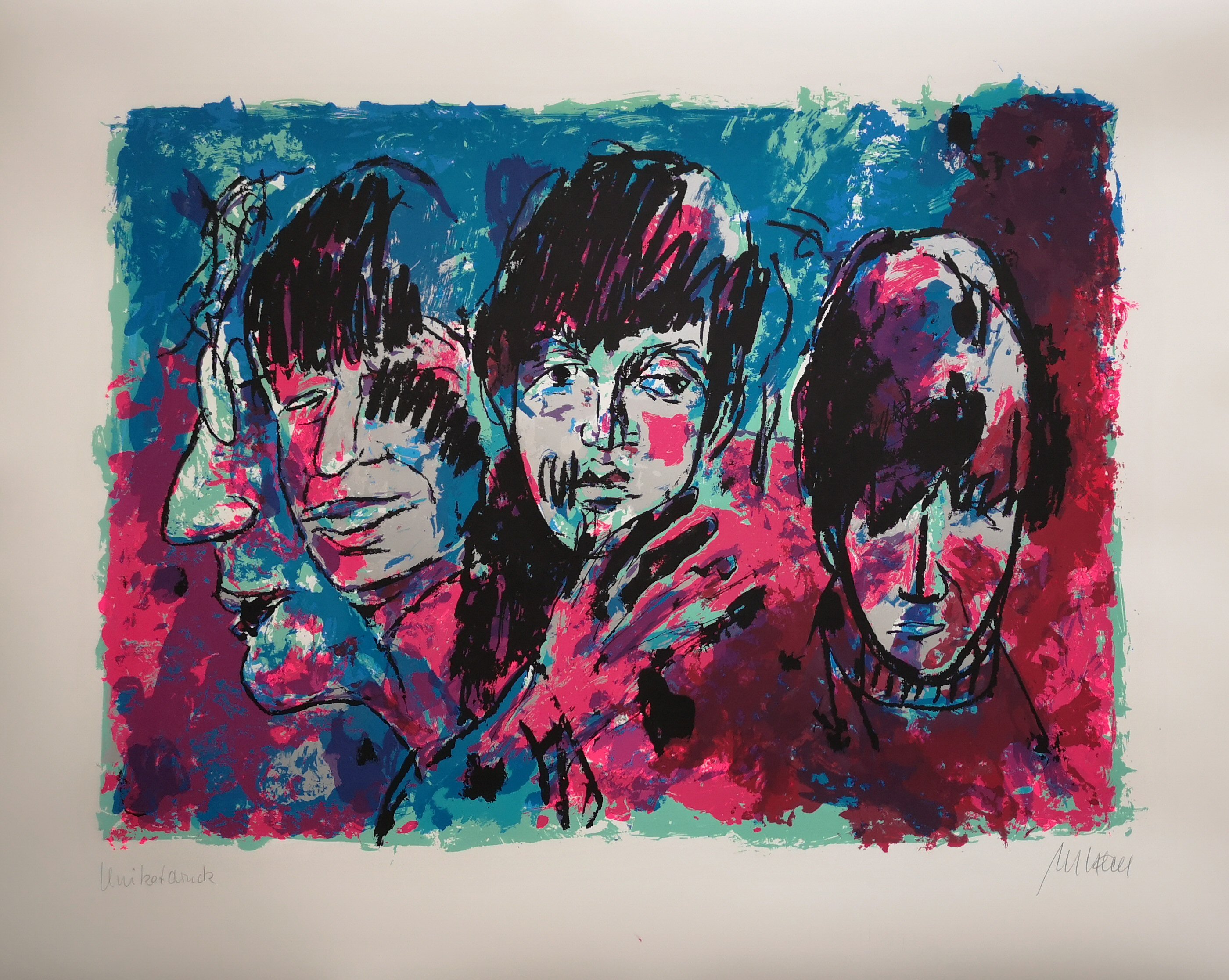 The Beatles - Unikatdruck - No. III - Variante Blau-Violett-Rot