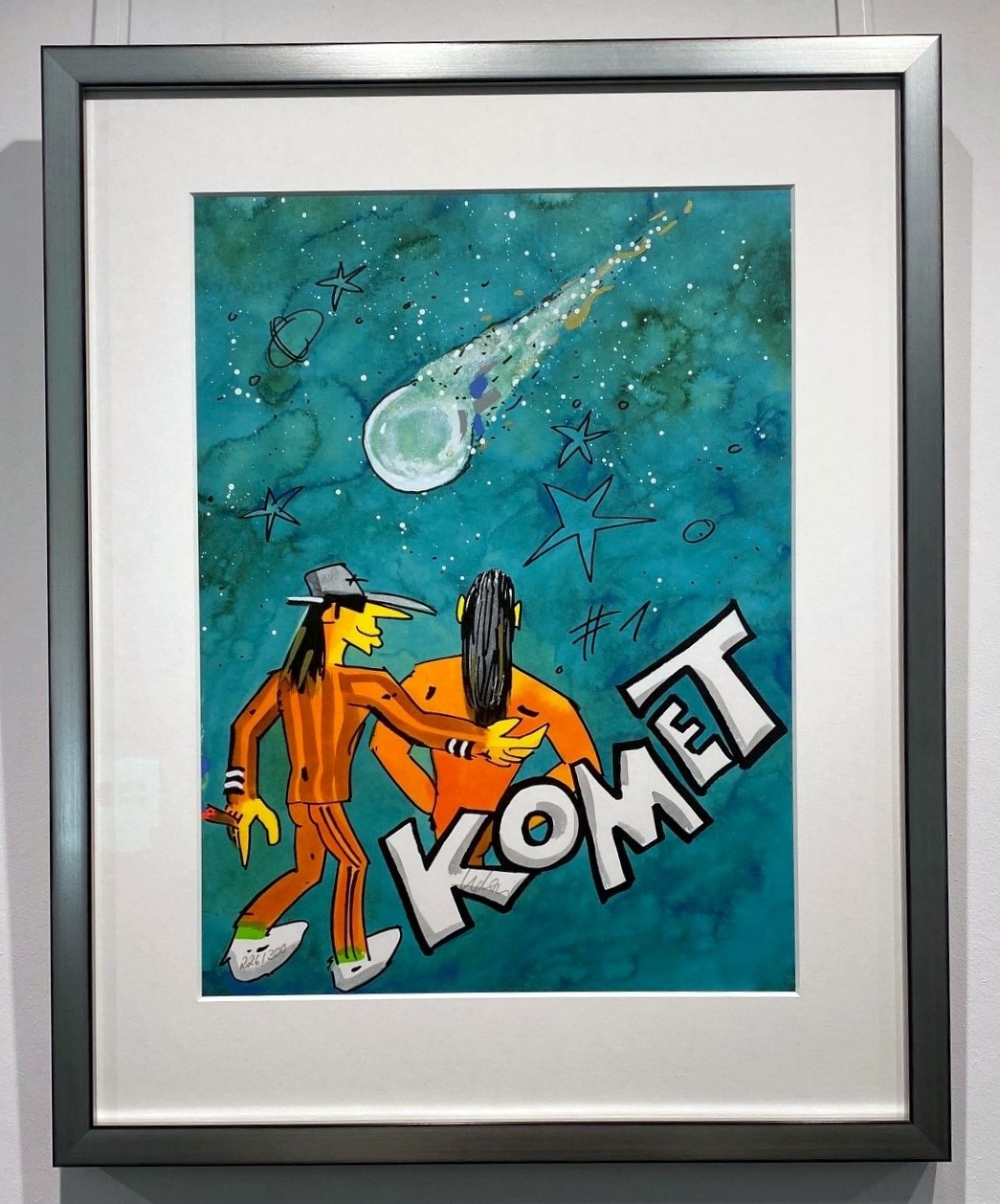 Komet (2023-Hochformat), gerahmt