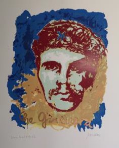 Che Guevara - Unikatdruck XIV (Blau-Ocker-Braun)